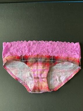 Victoria's Secret Pink Lace Trim Plaid Bikini Panty